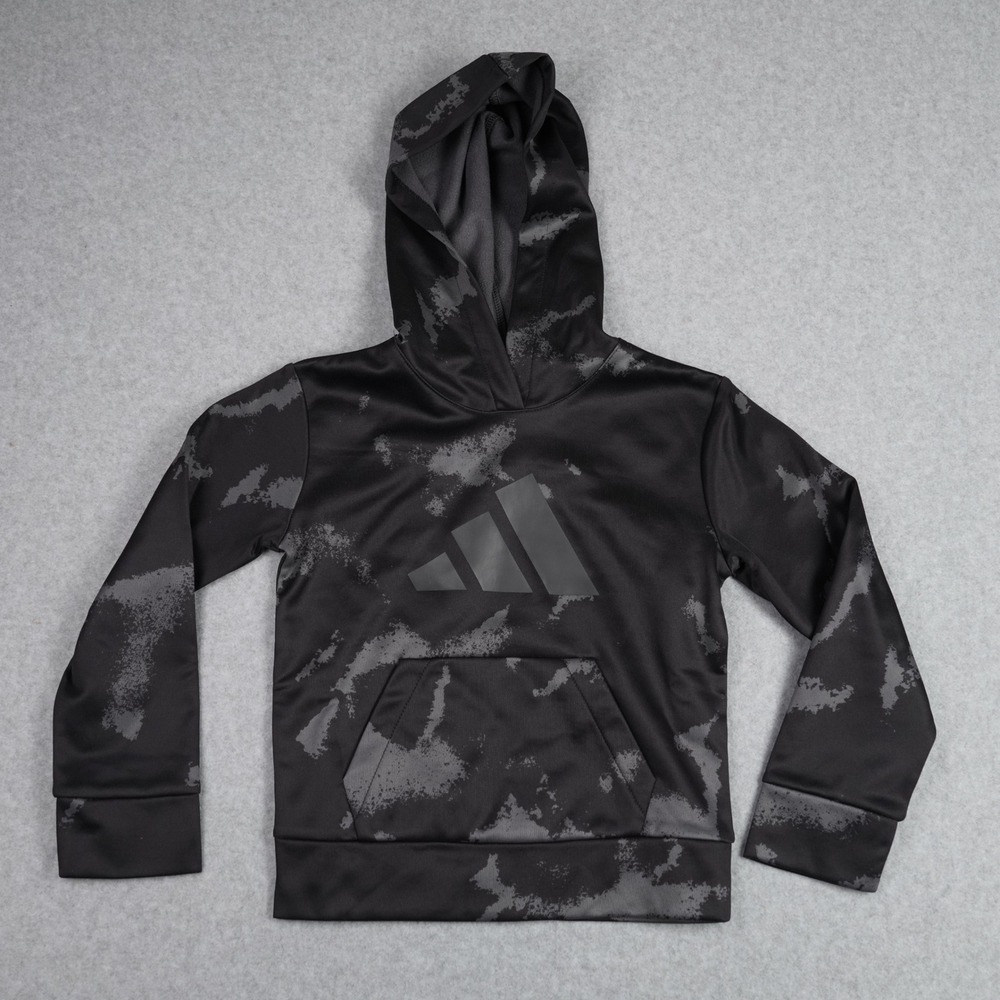 Adidas Hoodie Boys Size 4 Black AA10584 Graphic Print Performance Pullover
